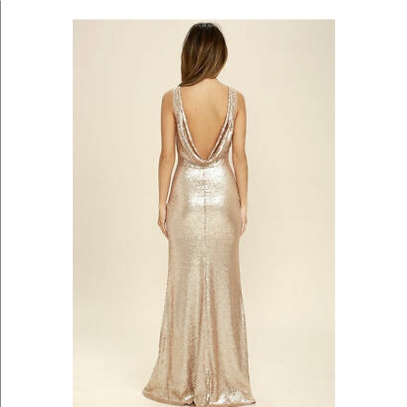 Lulus Exclusive Matte Rose Gold Sequin Maxi Dress - Picture 3 of 5